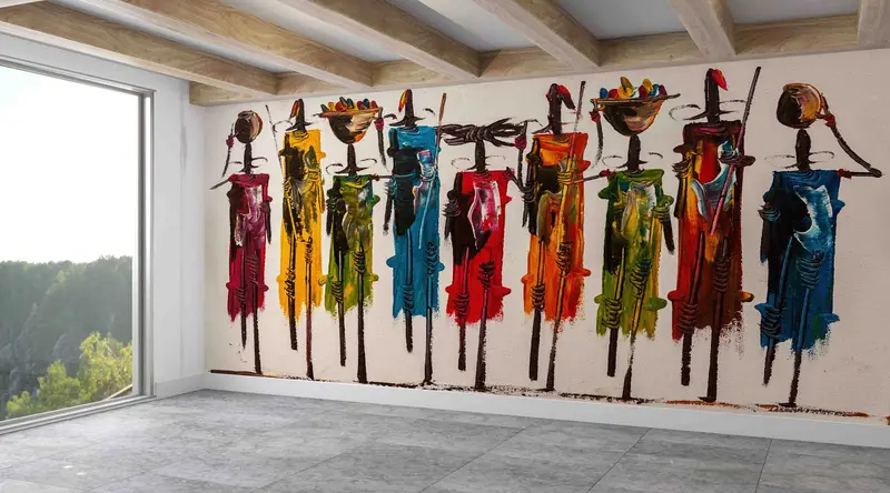 エレガントなマサイ族の抽象的なアフリカ人プリント壁紙