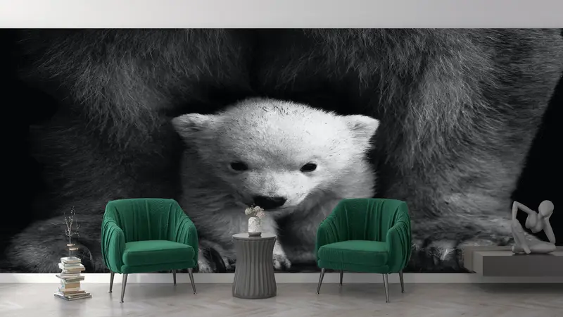 Baby Polar Bear, Polar Bear Mural, Loft Wallpaper, Bear Wall Art, Animal Wild Wall Decor, Animal Wall Decor, Wild Nature Wall Painting, - 9