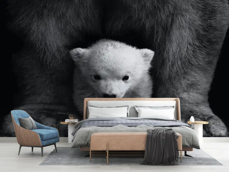 Baby Polar Bear, Polar Bear Mural, Loft Wallpaper, Bear Wall Art, Animal Wild Wall Decor, Animal Wall Decor, Wild Nature Wall Painting, - 4