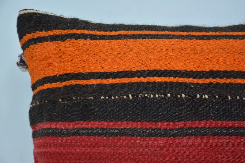 14x14 Orange Pillow, Vintage Pillow, Rustic Cushion Cover, Cushion Case, Accent Throw Cushion Case, Antique Pillows, Kilim Cushion Sham - 2
