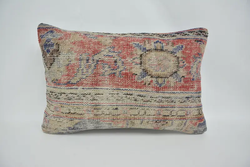 Home Decor Pillow, Toss Pillow Cover, 16x24 Red Pillow Cover, Pillow Cover, Pillow for Couch, Ethnical Kilim Rug Pillow - 1