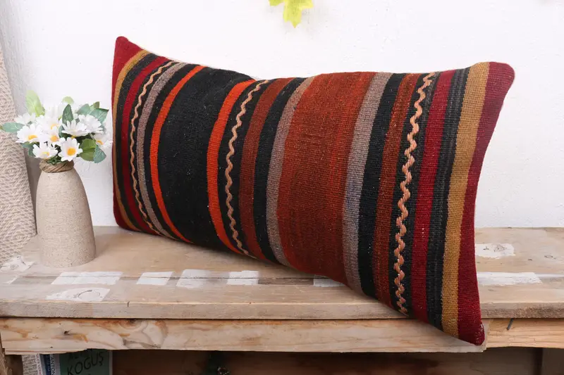 12x24 Red Pillow Cover, Pillow for Sofa, Interior Designer Pillow, Turkish Kilim Pillow, Southwestern Pillow Cover, Tribal Pillow Case, Cushion Case - 4