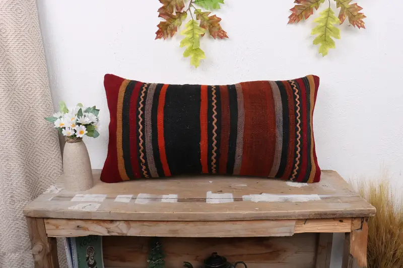 12x24 Red Pillow Cover, Pillow for Sofa, Interior Designer Pillow, Turkish Kilim Pillow, Southwestern Pillow Cover, Tribal Pillow Case, Cushion Case - 1