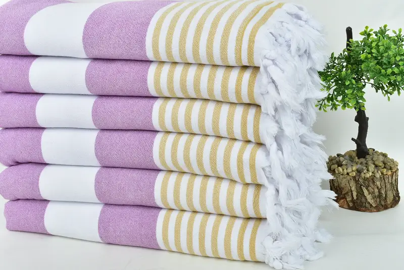 Soft towel, Decorative Towel, Bridal Shower Favor, Sand-free towel, Absorbent Turkish towel, 68x36 Cotton Striped Terry Towel, Turkish Towel Bulk - 3