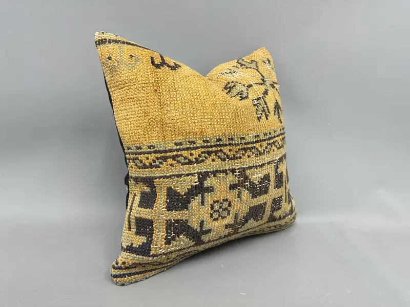 Cushion Case, Garden Cushion, Handmade Kilim Cushion, Pillow for Couch, 18x18 Orange Pillow Cover, Pet Pillow Sham, Vintage Kilim Throw Pillow - 2
