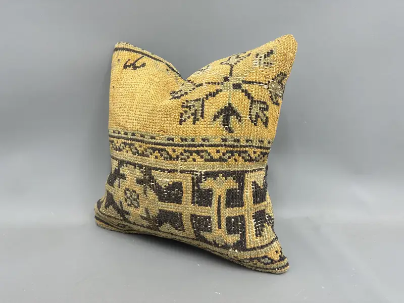 Cushion Case, Garden Cushion, Handmade Kilim Cushion, Pillow for Couch, 18x18 Orange Pillow Cover, Pet Pillow Sham, Vintage Kilim Throw Pillow - 3