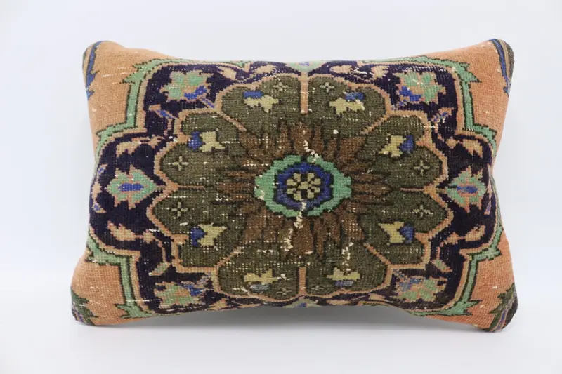 Pillow for Sofa, Pattern Throw Cushion, Turkish Pillow, 16x24 Orange Cushion Cover, Pillow Sham, Boho Pillow Sham Cover, Oriental Cushion Cover - 1