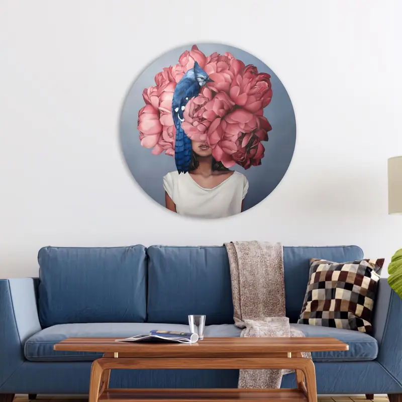 Elegant Printed Glass: Woman, Pink, Flower, Abstract Design