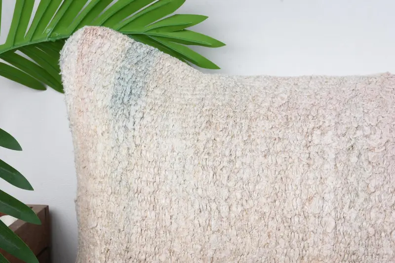 Handmade Kilim Cushion, 12x24 Beige Cushion, Pillow Case, Meditation Pillow Cover, Antique Pillows, Shabby Chic Pillow, Boho Pillow Sham Cover - 2