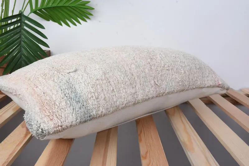 Handmade Kilim Cushion, 12x24 Beige Cushion, Pillow Case, Meditation Pillow Cover, Antique Pillows, Shabby Chic Pillow, Boho Pillow Sham Cover - 6
