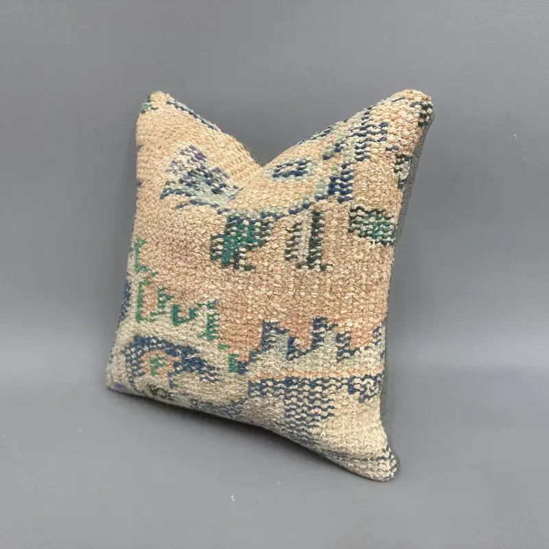 12x12 Beige Cushion, Pastel Cushion Case, Boho Chic Cushion, Retro Cushion, Pillow Cover, Pillow for Couch, Kilim Pillow, Interior Designer Pillow - 3
