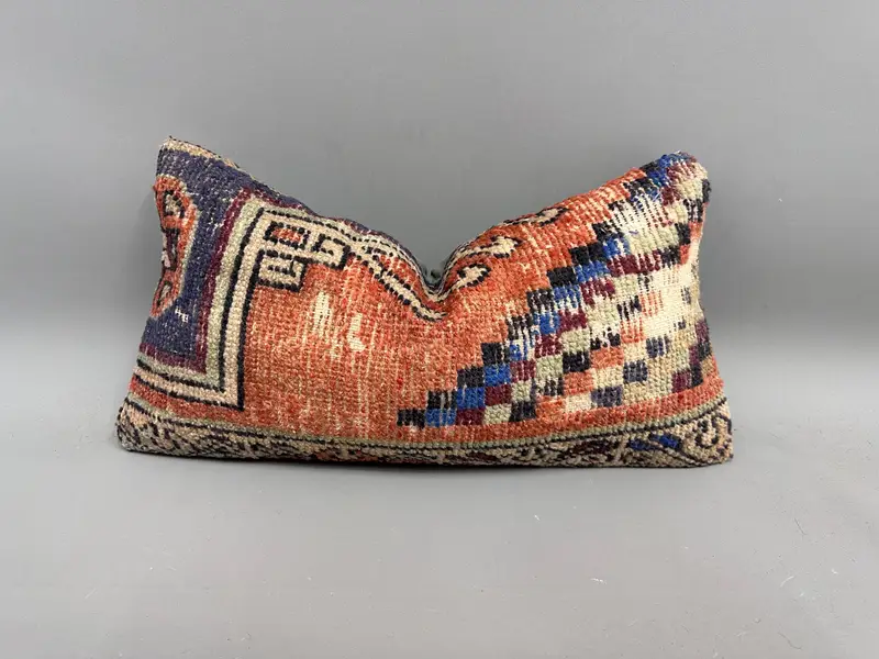 Almohada de lanzamiento naranja del suroeste, cojín de lino hecho a mano de 12x24