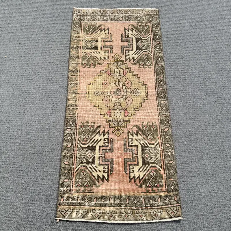 Orange, Green Floral Rug, 0.1x3.7 ft Chic Decor