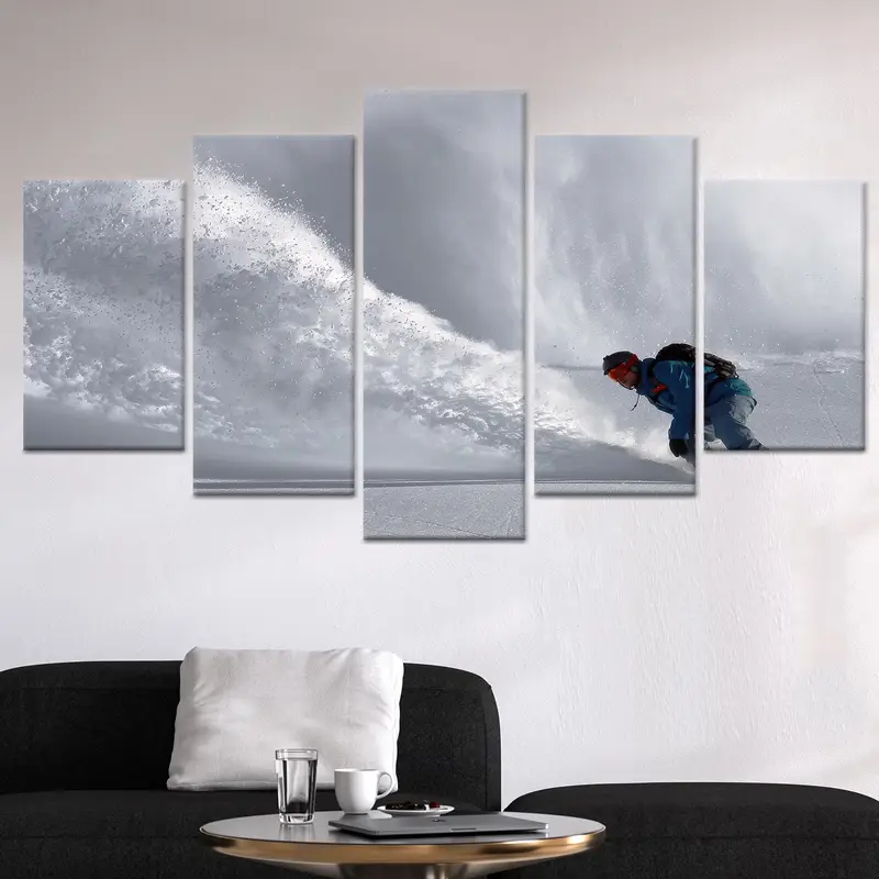 Kar Öpücüğü Kanvas: Kış Manzarası Snowboard Kanvas Tablo