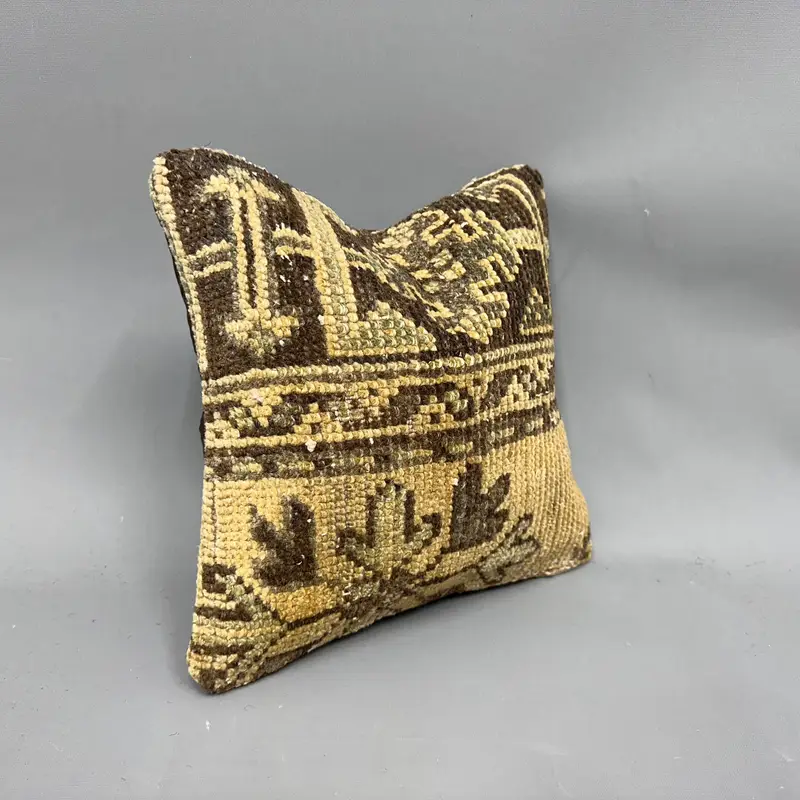 Pillow Case, Customized Cushion Case, Home Decor Pillow, Kilim Pillow, Pillow for Sofa, 12x12 Yellow Pillow, Art Deco Pillow Sham - 2