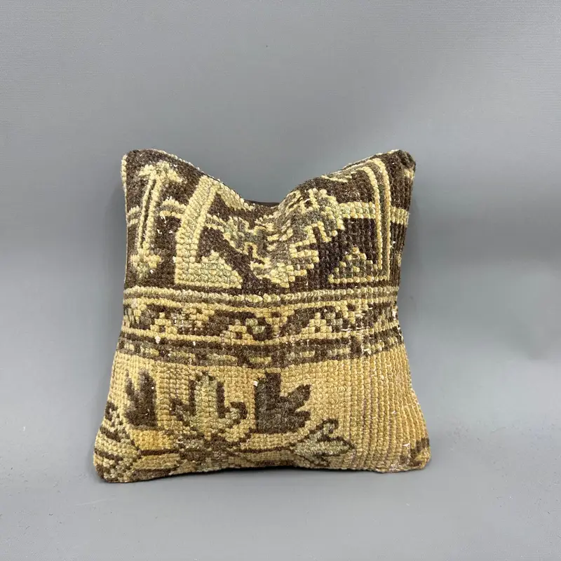 Pillow Case, Customized Cushion Case, Home Decor Pillow, Kilim Pillow, Pillow for Sofa, 12x12 Yellow Pillow, Art Deco Pillow Sham - 1