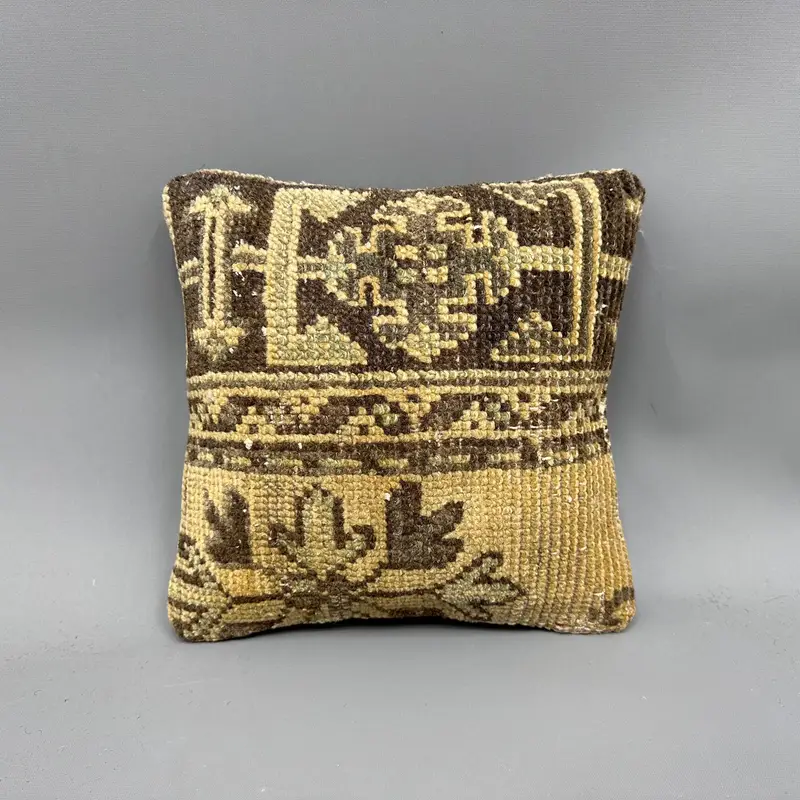 Pillow Case, Customized Cushion Case, Home Decor Pillow, Kilim Pillow, Pillow for Sofa, 12x12 Yellow Pillow, Art Deco Pillow Sham - 4