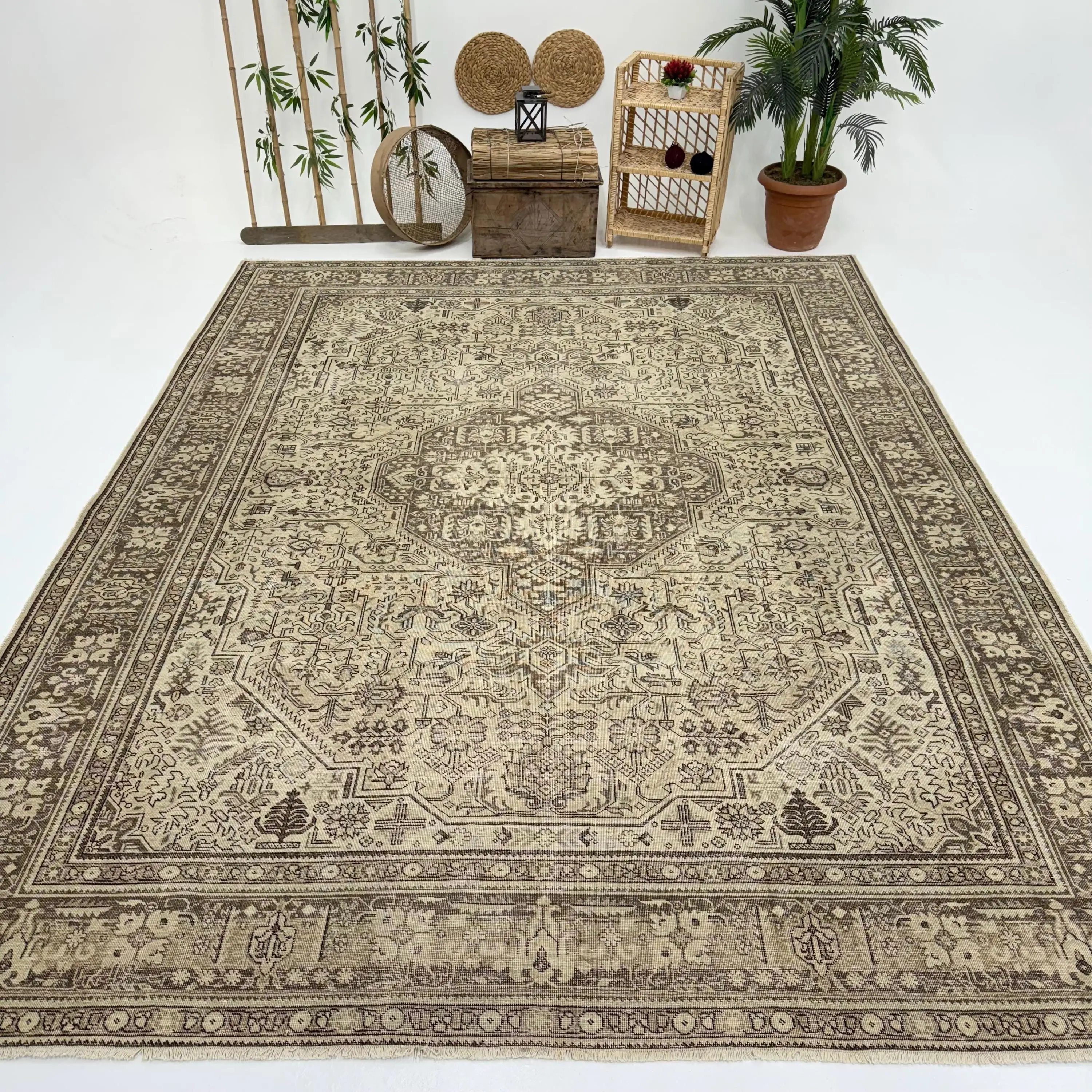 Brown & Beige Rug, 9.6x12.5 ft Solid Comfort