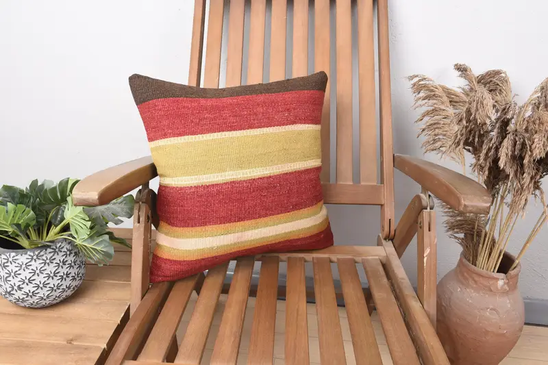 Throw Red Euro Sham, Striped 6x6 inch Gift Pillow Case - 1