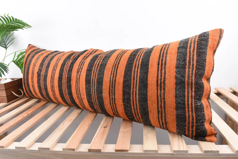 Pillow for Couch, Square Throw Cushion Case, 16x48 Orange Pillow Case, Pillow Cover, Boho Pillow Sham Cover, Gift Pillow, Art Deco Cushion Cover - 5