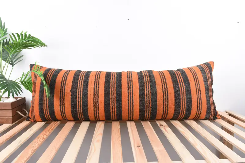 Pillow for Couch, Square Throw Cushion Case, 16x48 Orange Pillow Case, Pillow Cover, Boho Pillow Sham Cover, Gift Pillow, Art Deco Cushion Cover - 1