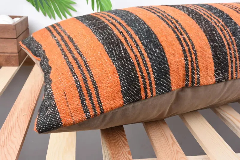 Pillow for Couch, Square Throw Cushion Case, 16x48 Orange Pillow Case, Pillow Cover, Boho Pillow Sham Cover, Gift Pillow, Art Deco Cushion Cover - 6