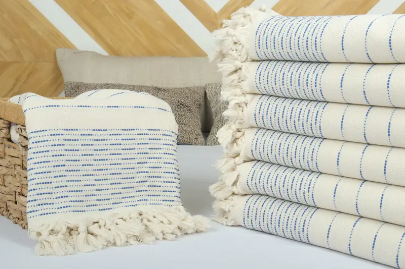 98x92 Cotton Striped Design Towel, Boho Throw Blankets, Valentines Day Gift, Woven Throw Blanket, Best Wedding Gift, Custom Blanket, Organic Throw - 4