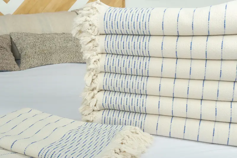 98x92 Cotton Striped Design Towel, Boho Throw Blankets, Valentines Day Gift, Woven Throw Blanket, Best Wedding Gift, Custom Blanket, Organic Throw - 3