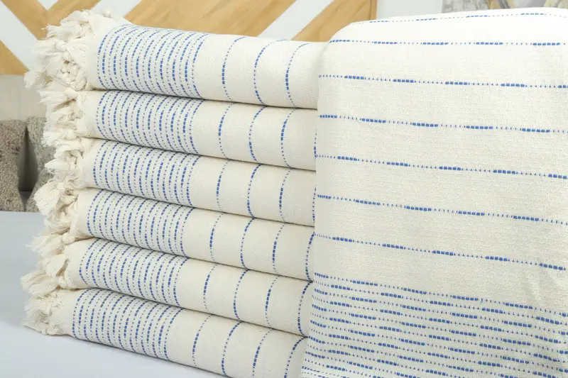 98x92 Cotton Striped Design Towel, Boho Throw Blankets, Valentines Day Gift, Woven Throw Blanket, Best Wedding Gift, Custom Blanket, Organic Throw - 2