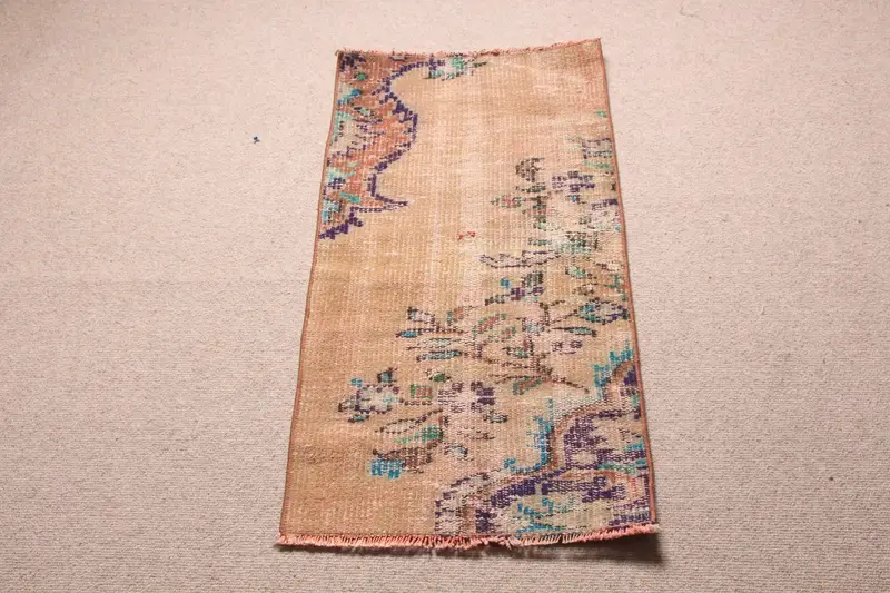 1,6x3,2 ft Brown Oriental Rug, Elegant Blue Accents