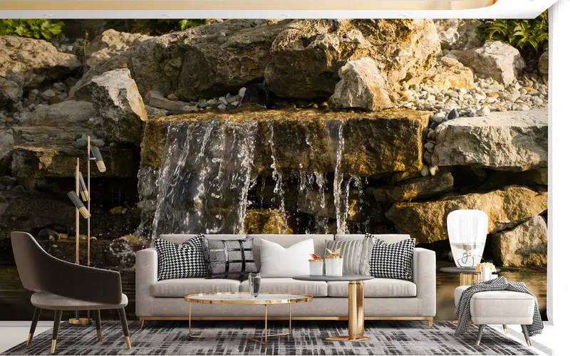 Paper Wall Art, Custom Wall Paper, Wall Paper Peel and Stick, Waterfall Landscape Wall Mural, Nature Landscape Wall Paper, - 4