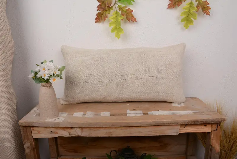 Handmade Embroidered Patchwork Pillow, Versatile 12x24 Throw Pillow