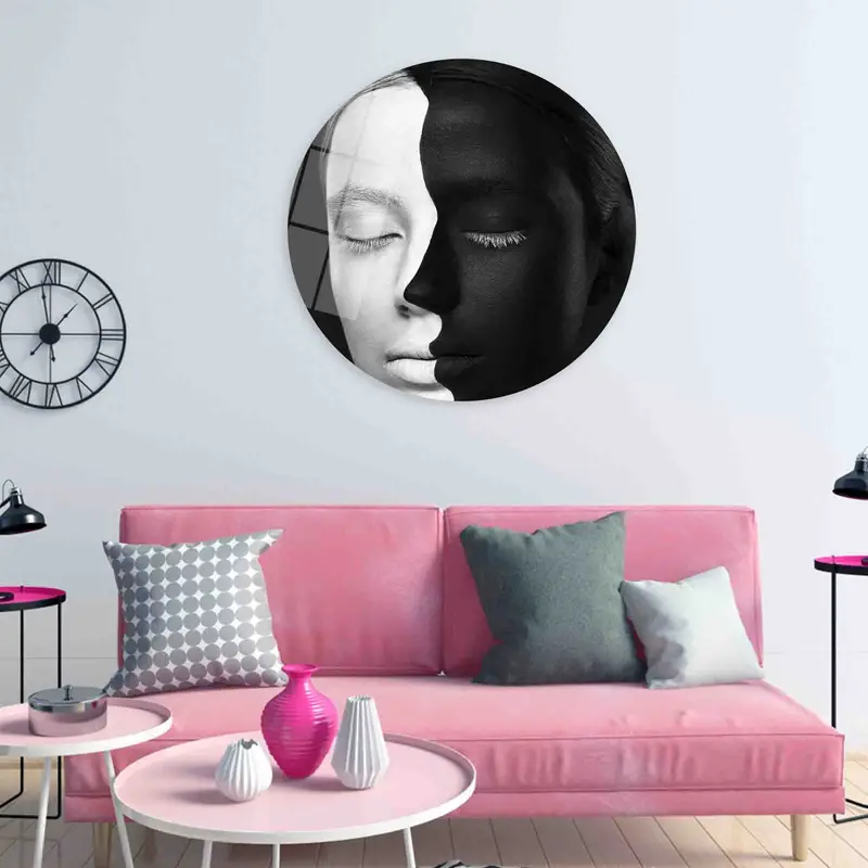 現代女性抽象キャンバス: トレンディな白黒アート プリント