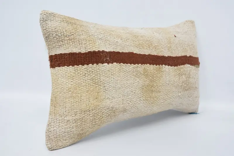 Pillow, Boho Pillow Sham Cover, 12x20 White Pillow, Vintage Cushion Case, Turkish Kilim Pillow, Vintage Kilim Throw Pillow - 3
