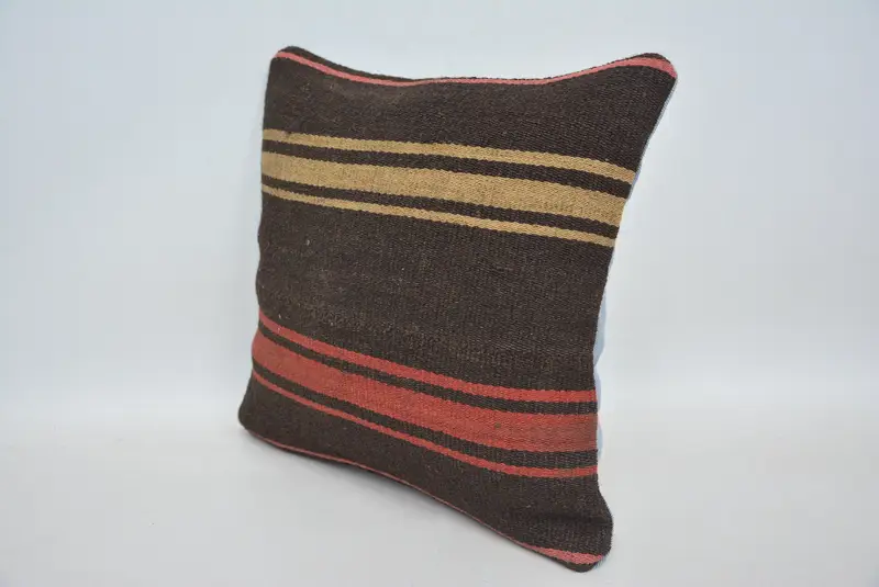 Interior Designer Pillow, Pillow Sham, Handmade Throw Pillow, Wholesale Pillow Case, 14x14 Brown Cushion, Handmade Kilim Cushion, Pillow for Sofa - 4