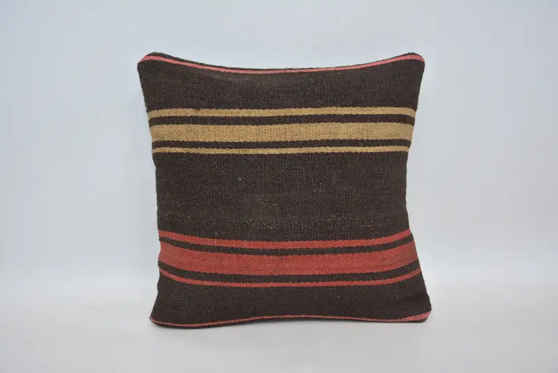 Interior Designer Pillow, Pillow Sham, Handmade Throw Pillow, Wholesale Pillow Case, 14x14 Brown Cushion, Handmade Kilim Cushion, Pillow for Sofa - 1