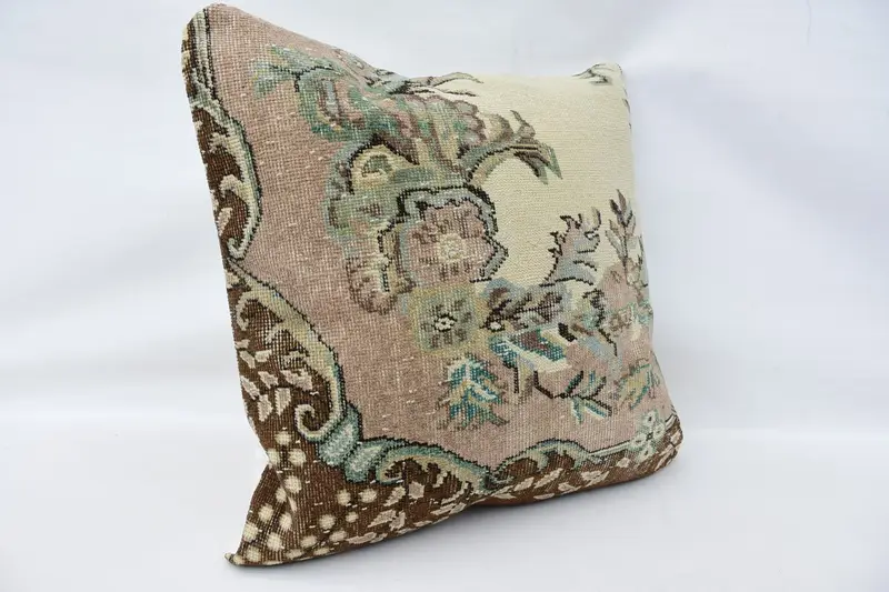 Cushion Case, 32x32 Beige Pillow Cover, Pillow for Couch, Turkish Corner Pillow Sham, Kilim Cushion Sham, Throw Kilim Pillow - 3