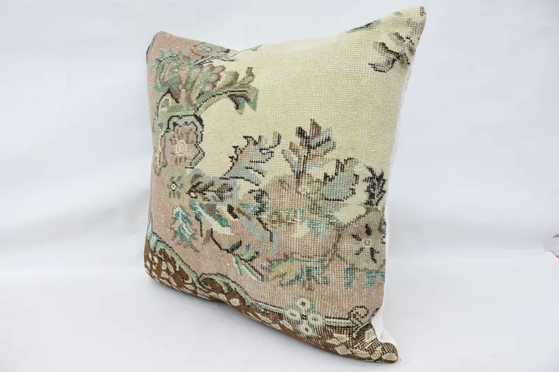 Cushion Case, 32x32 Beige Pillow Cover, Pillow for Couch, Turkish Corner Pillow Sham, Kilim Cushion Sham, Throw Kilim Pillow - 5