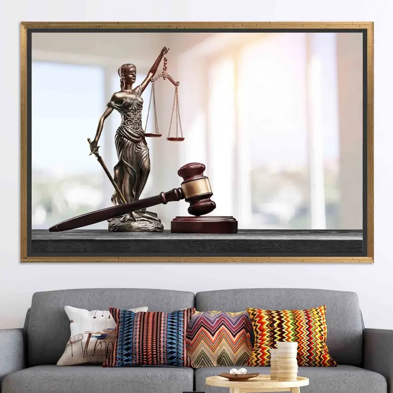 Lady Justice-Leinwand: Eleganter Anwaltskanzlei-Dekordruck