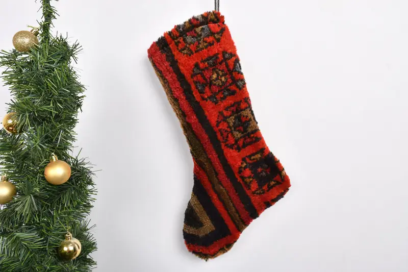 Patrón de adornos navideños festivos, calcetín navideño de 7 pulgadas de ancho