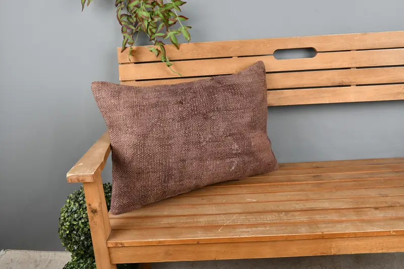 Home Decor Pillow, Vintage Pillow, Aesthetic Cushion Case, Chair Pillow Case, 16x24 Brown Cushion, Pillow Case, Vintage Kilim Throw Pillow - 1