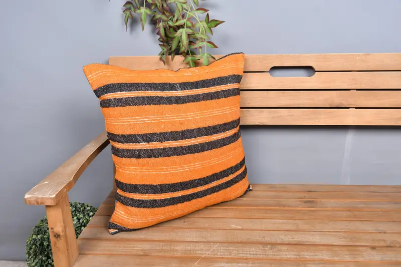 Antique Pillows, Shabby Chic Pillow, Turkish Kilim Pillow, Kilim Pillow, Decorative Bolster Cushion Cover, 20x20 Orange Cushion Cover, Cushion Cover - 1