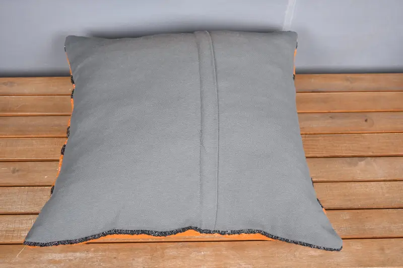 Antique Pillows, Shabby Chic Pillow, Turkish Kilim Pillow, Kilim Pillow, Decorative Bolster Cushion Cover, 20x20 Orange Cushion Cover, Cushion Cover - 5
