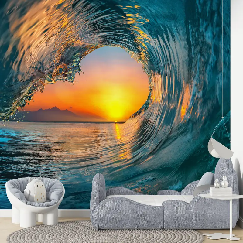 Seascape Wall Paper, Landscape Wall Art, View Wall Painting, Surfer Wave Wall Print, Sea Wall Painting, Nature Wall Painting, - 6
