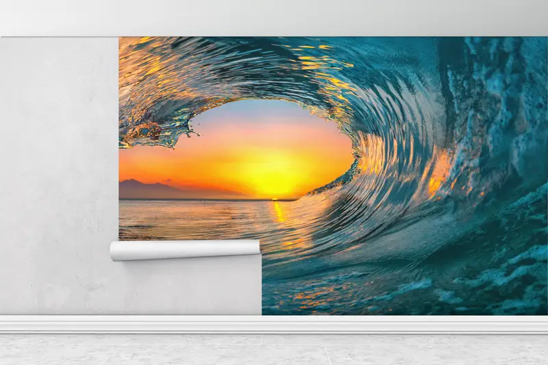 Seascape Wall Paper, Landscape Wall Art, View Wall Painting, Surfer Wave Wall Print, Sea Wall Painting, Nature Wall Painting, - 3
