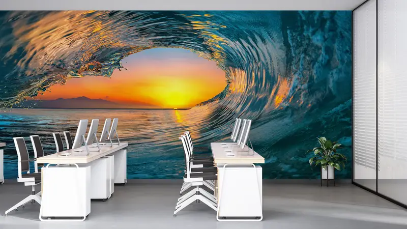 Seascape Wall Paper, Landscape Wall Art, View Wall Painting, Surfer Wave Wall Print, Sea Wall Painting, Nature Wall Painting, - 7