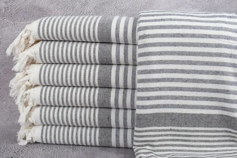 Quick-drying cotton Turkish beach towel, Organic towel, Peshtemal Towel, Organic Turkish towel, 68x40 Cotton Striped Terry Towel, Valentines Gift - 1