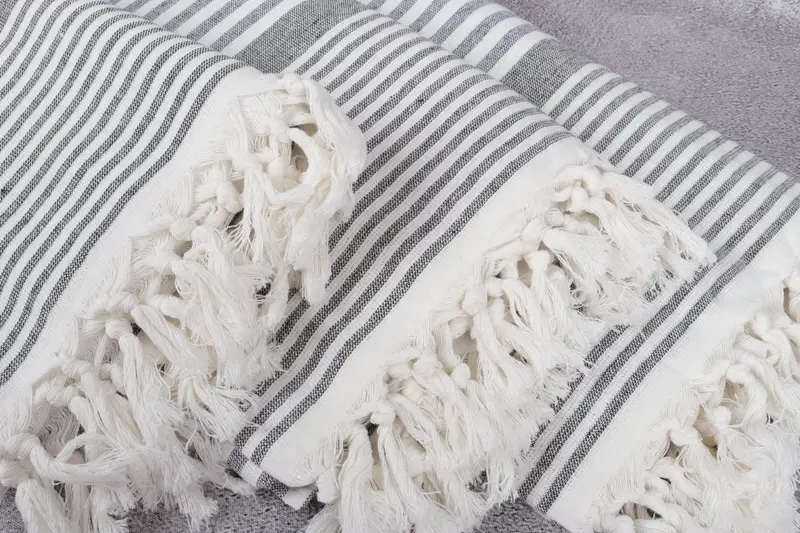 Quick-drying cotton Turkish beach towel, Organic towel, Peshtemal Towel, Organic Turkish towel, 68x40 Cotton Striped Terry Towel, Valentines Gift - 5