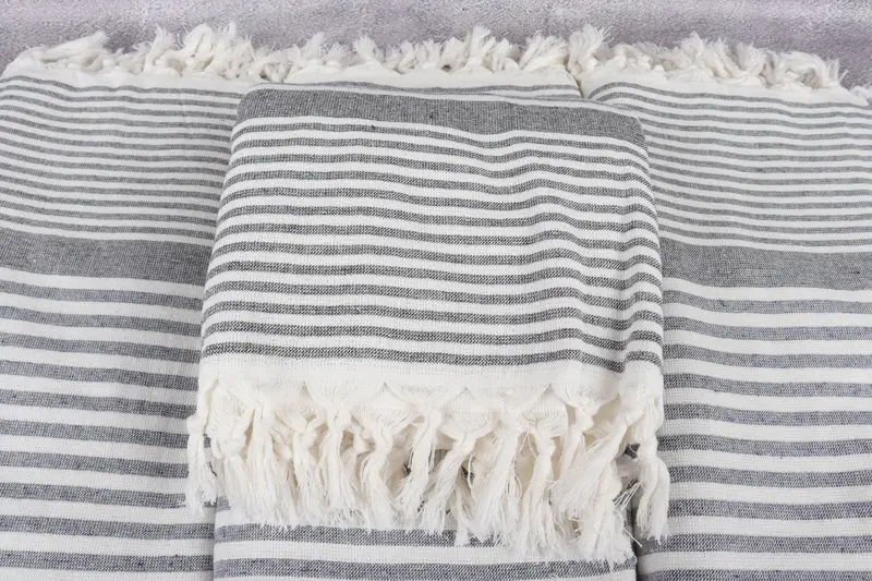 Quick-drying cotton Turkish beach towel, Organic towel, Peshtemal Towel, Organic Turkish towel, 68x40 Cotton Striped Terry Towel, Valentines Gift - 4