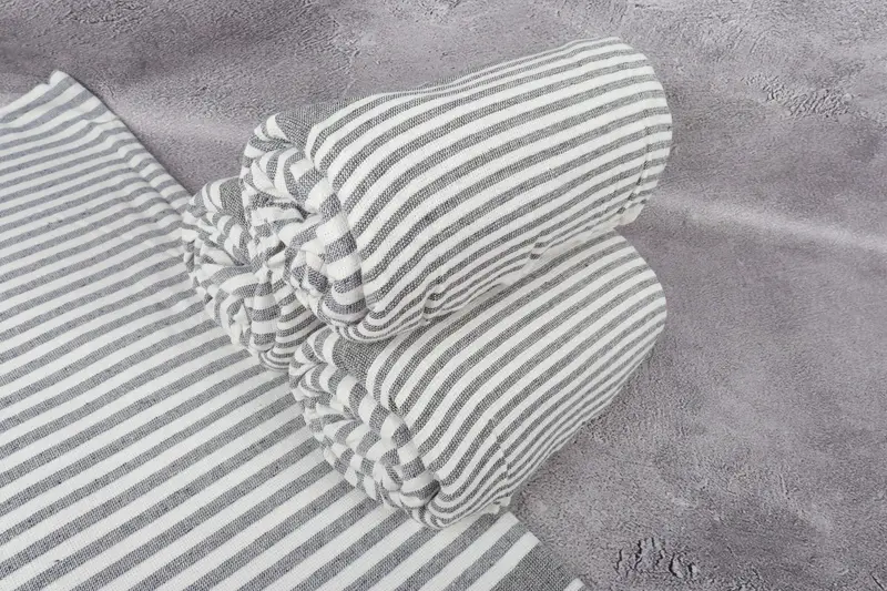 Quick-drying cotton Turkish beach towel, Organic towel, Peshtemal Towel, Organic Turkish towel, 68x40 Cotton Striped Terry Towel, Valentines Gift - 7